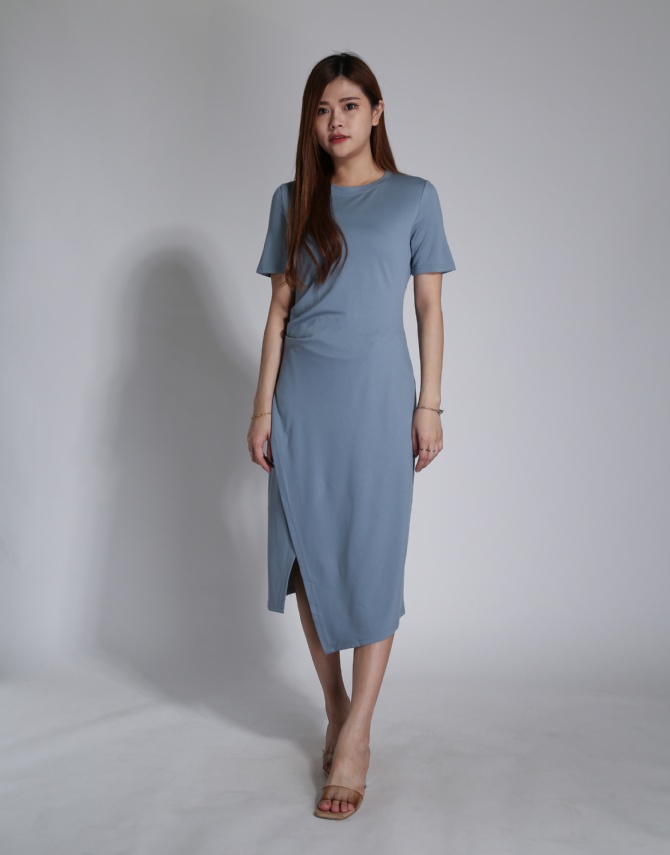 Side Split With pleated Irregular Long Dress 24321