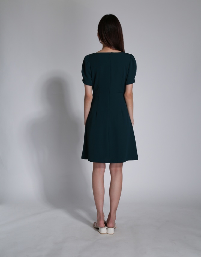 Ruffles With Decorative Button Short Sleeve Dress 24315