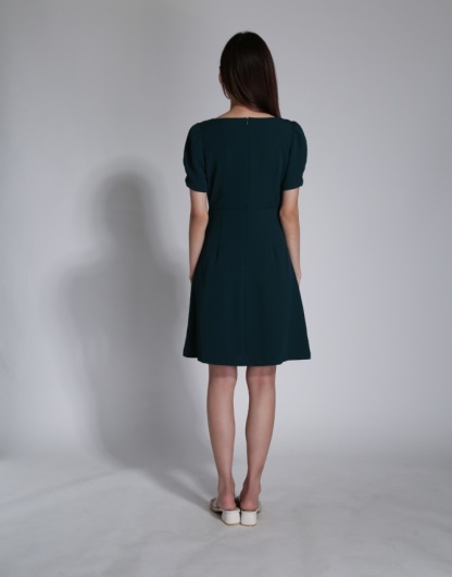 Ruffles With Decorative Button Short Sleeve Dress 24315