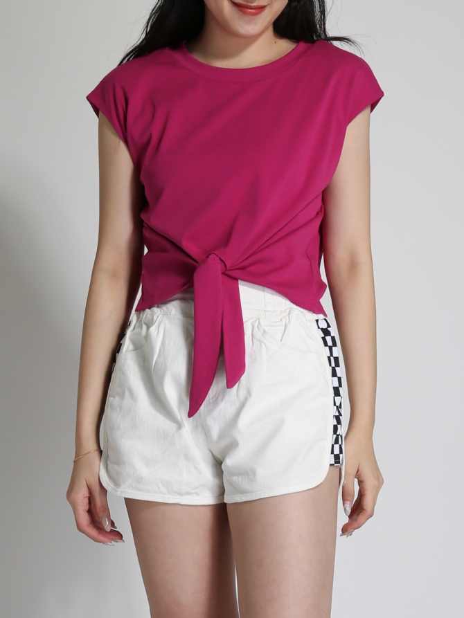 High Waist Waist Stretchable Side Checker Short Pants 24295