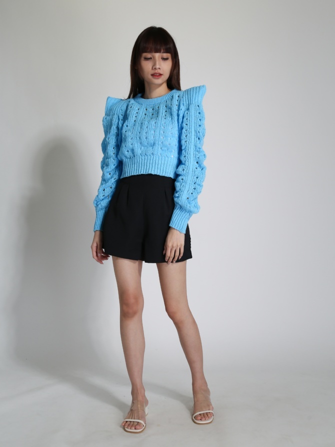 Back Zip Pleated Short Pant 24218