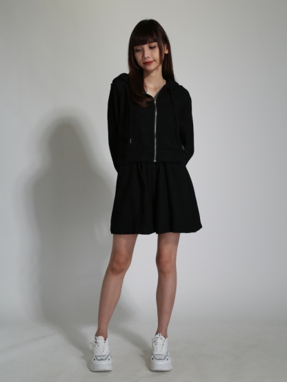 Sport Wear Front Zip With Cap And Short Pants Set 24269