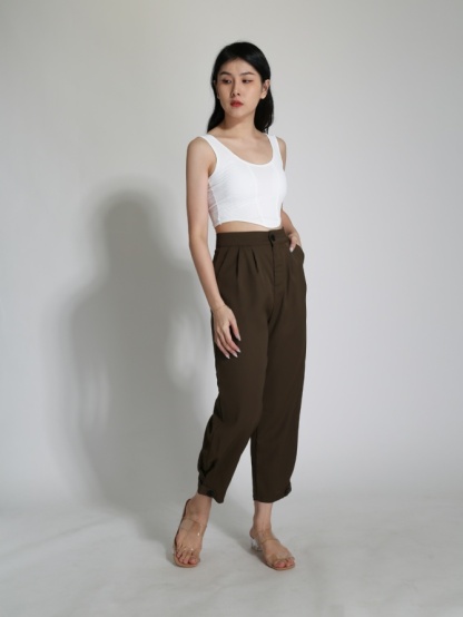High Waist Side Pocket Long Pants 24273