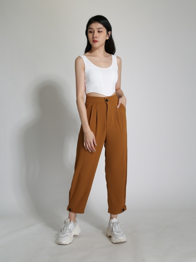 High Waist Side Pocket Long Pants 24273