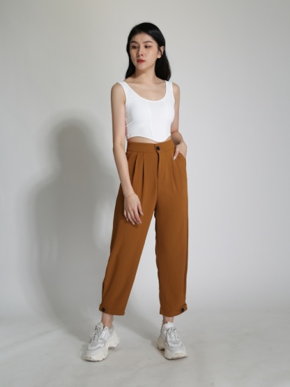 High Waist Side Pocket Long Pants 24273