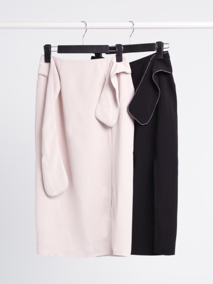 High Waist Decorative Belt With Split Skirt 24417