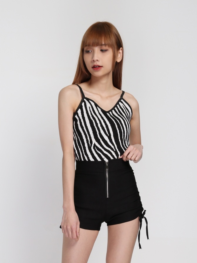 High Waist Drawstring With Zip Short Pant 19906