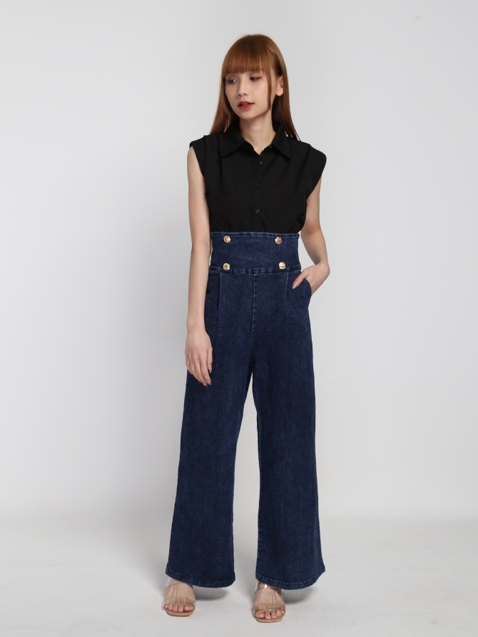 High Waist Denim Long Pants 21752
