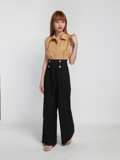 High Waist Denim Long Pants 21752