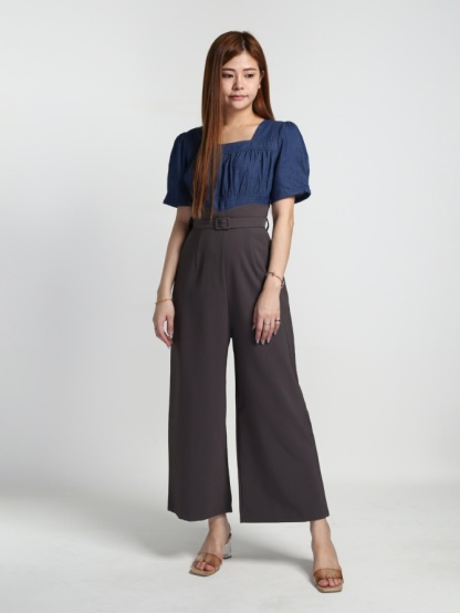Two Tone Wide Leg Pleated Jumpsuit 16999