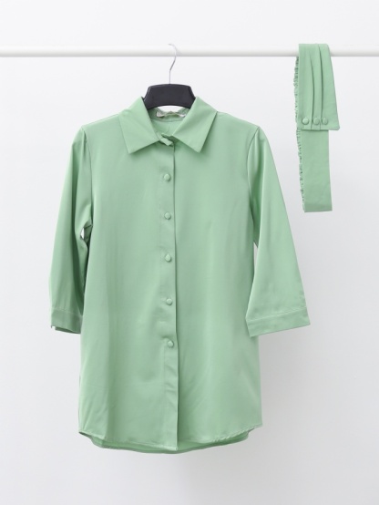 Front Button With Belt Dress 15601