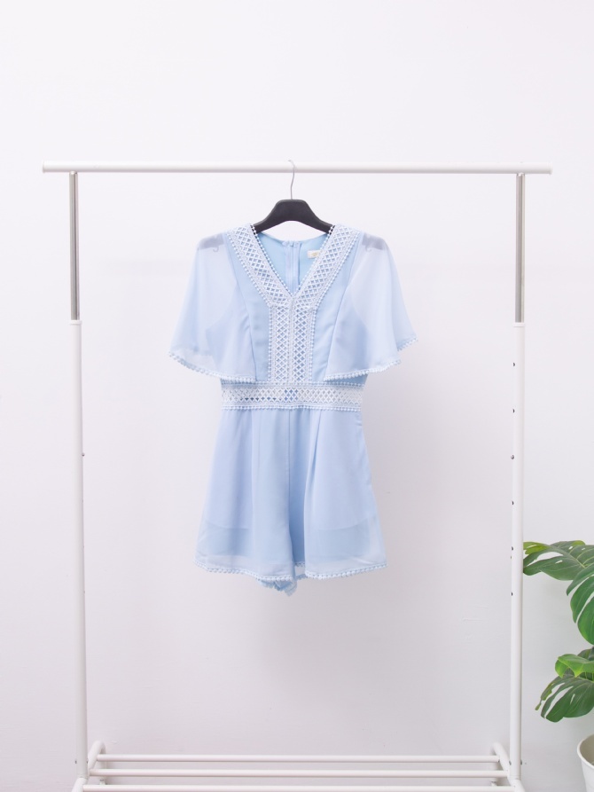 Detailed Eyelet Butterfly Sleeve Jumpsuit 15530