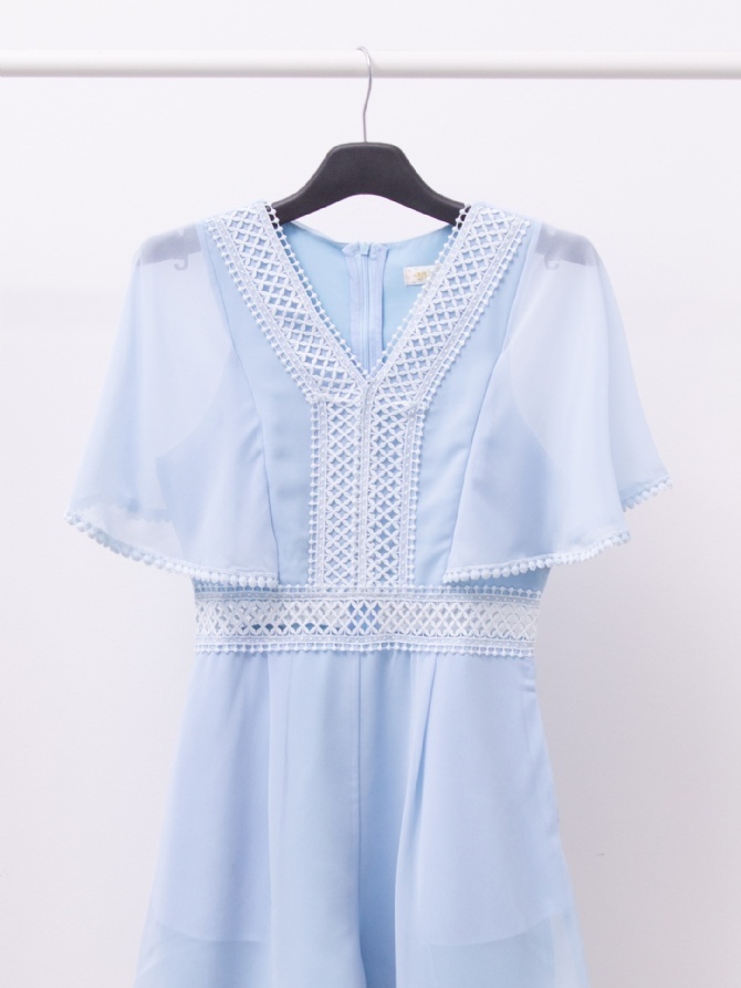 Detailed Eyelet Butterfly Sleeve Jumpsuit 15530