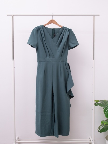 V Neck Wrap Side Ruffles Jumpsuit 15510