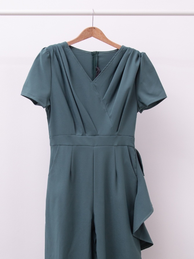 V Neck Wrap Side Ruffles Jumpsuit 15510