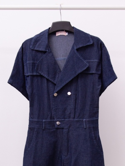 Denim Notched Collar Jumpsuit 15795
