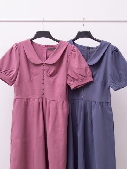 Peter Pan Collar With Front Decorative Button Dress 15664