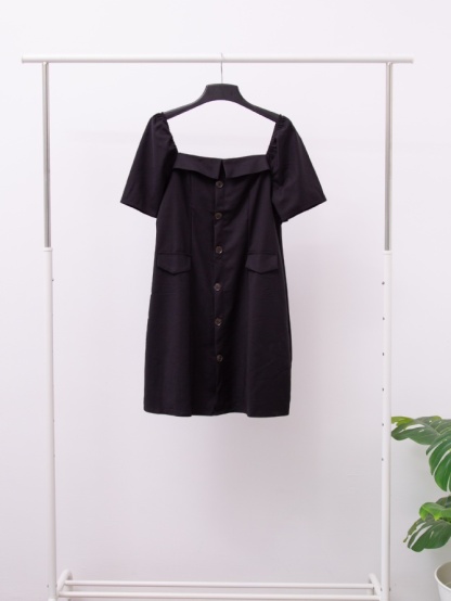 Square Neck Withb Front Decorative Dress 15697