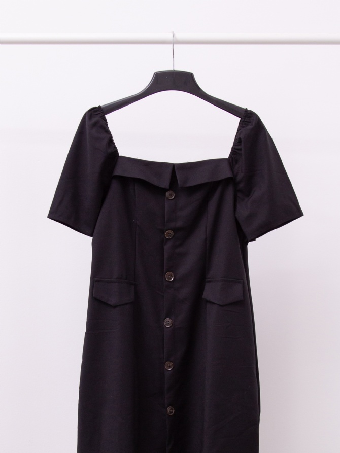 Square Neck Withb Front Decorative Dress 15697