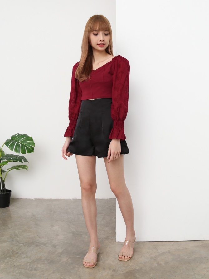High Waist Plain Short Pants 24957