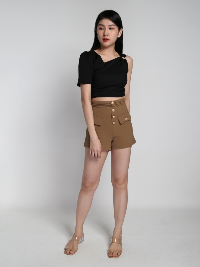 One Side Sleeveless With Decorative Hole Top 21497