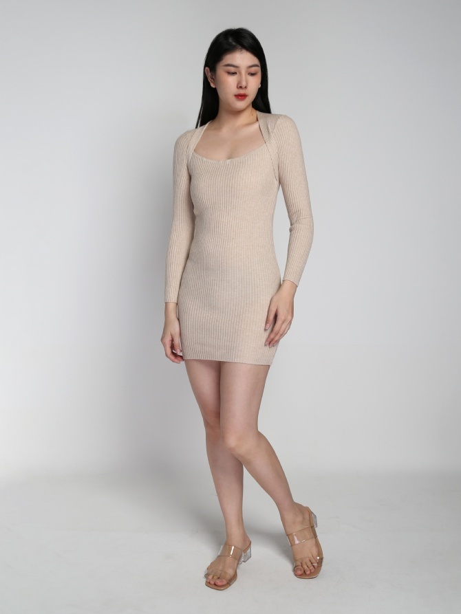 Fake Two Piece Long Sleeve Dress 21753