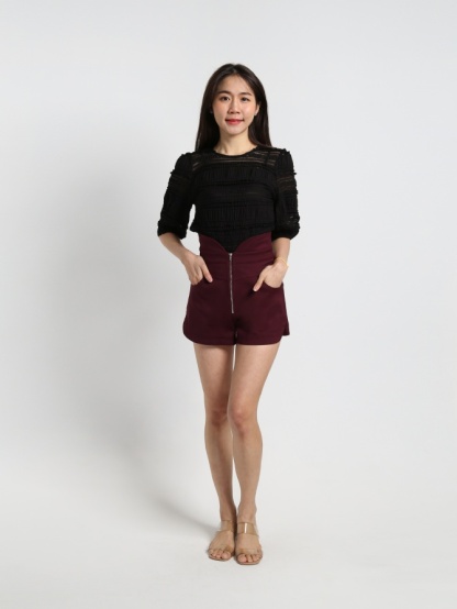 High Waist Front Zip Short Pants 19192