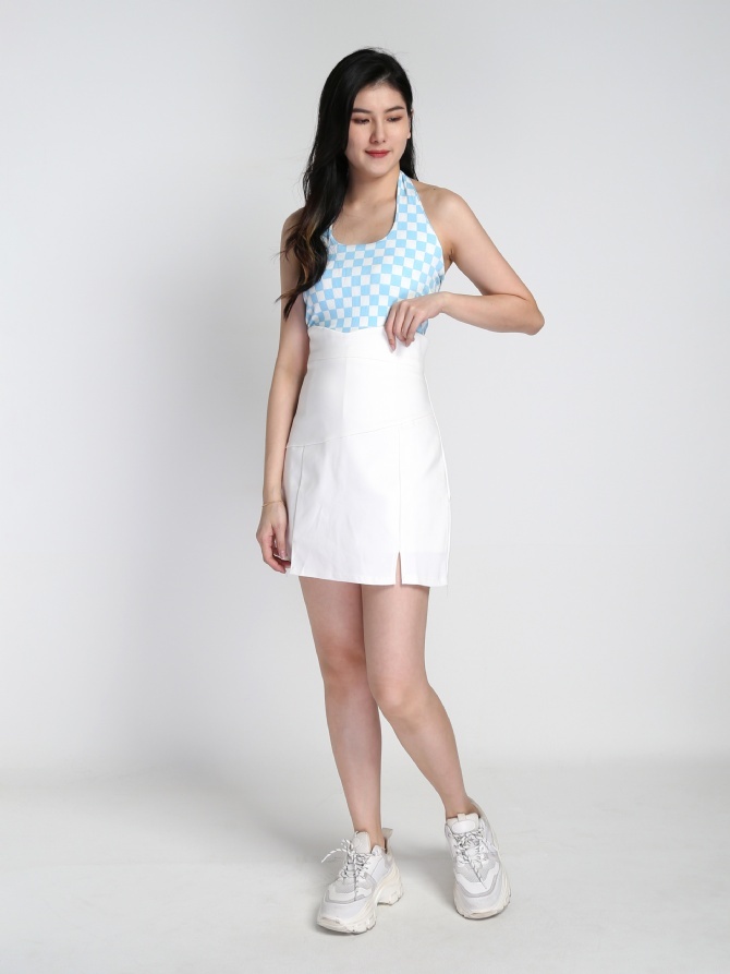 Checker Neck Halter Top 21185