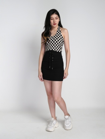 Checker Neck Halter Top 21185