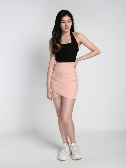 High Waist Pleated Wrap Skirt 21913