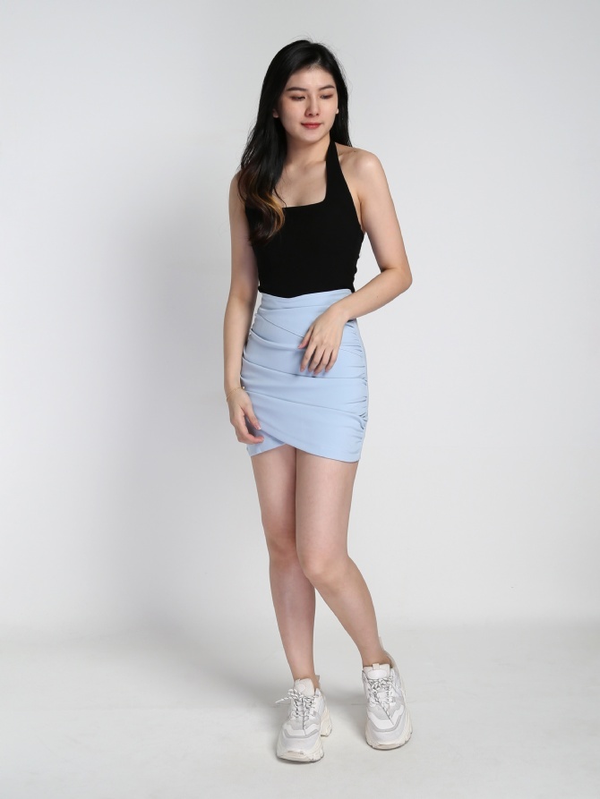 High Waist Pleated Wrap Skirt 21913