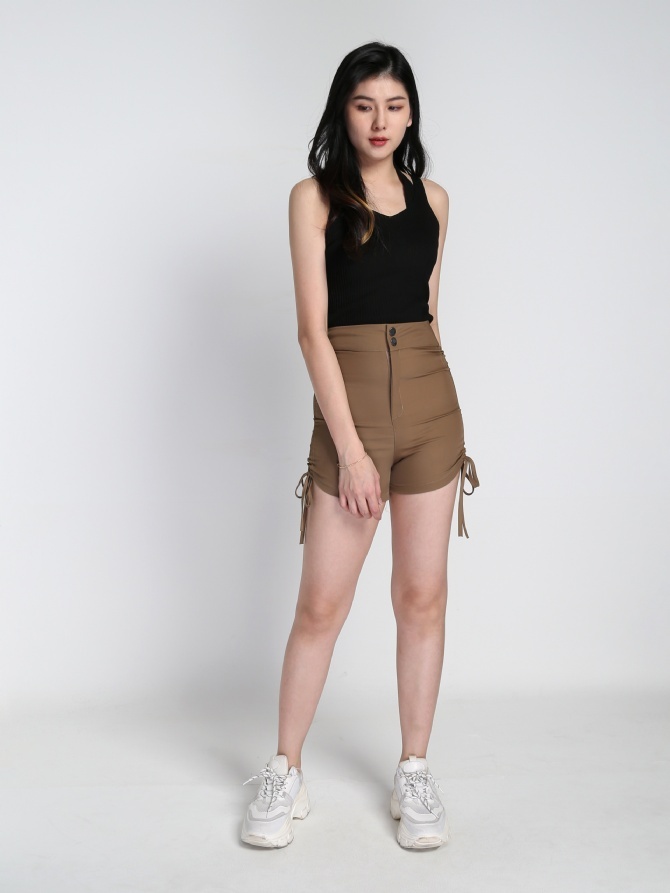 High Waist Side Drawstring Short Pants 21780