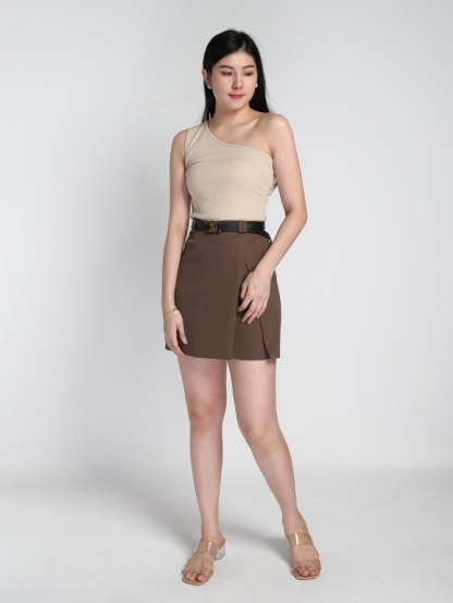 High Waist Side Split With Belt Skirt 22079