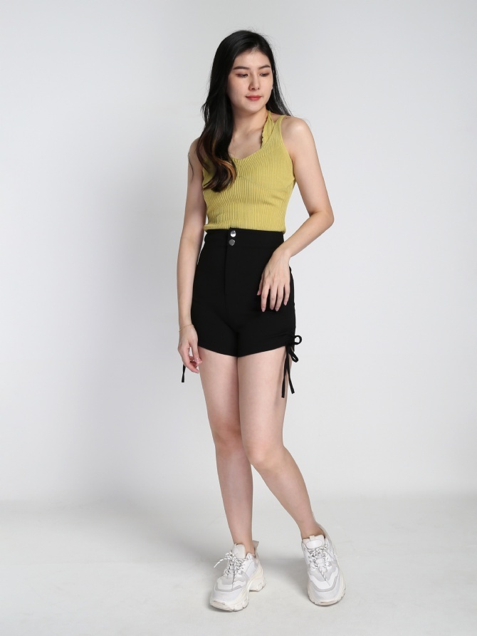 High Waist Side Drawstring Short Pants 21780