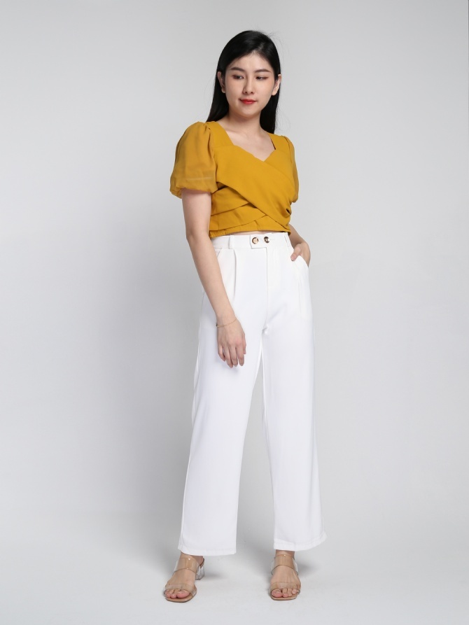 Cross Puff Sleeve Top 17208