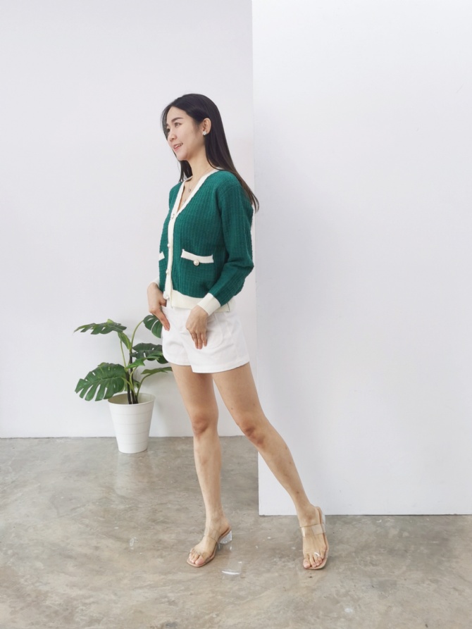 Knitted Long Sleeve Front Button Top 24727