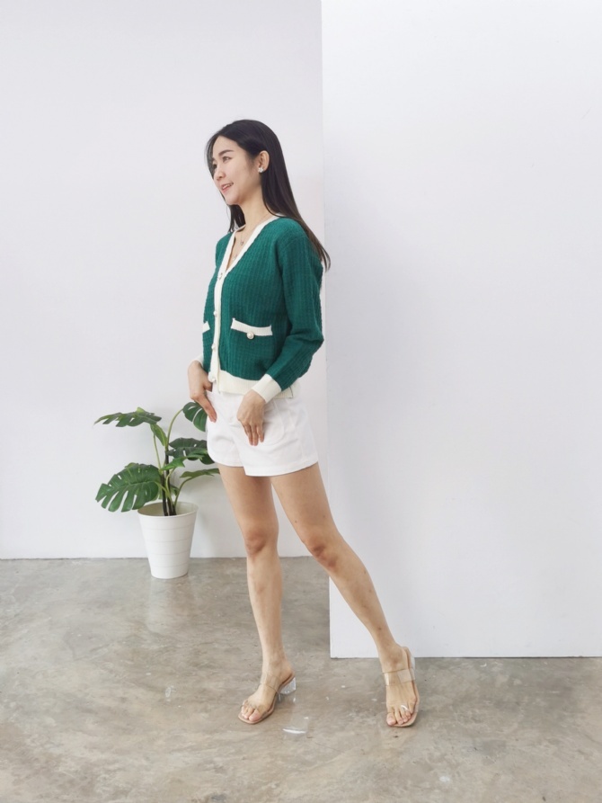 Knitted Long Sleeve Front Button Top 24727