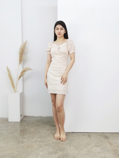 Floral With Detailed Lace Dress 17306