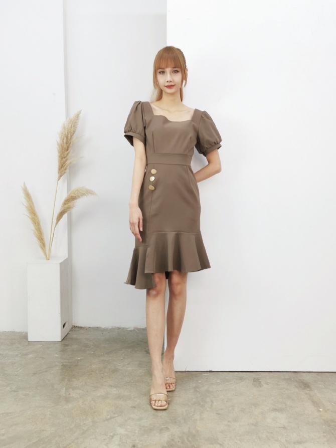 Ruffles Bottom Square Neck Dress 17316