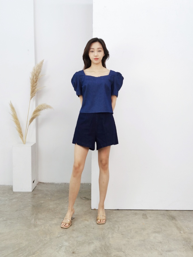 Denim Square Neck Top 17396