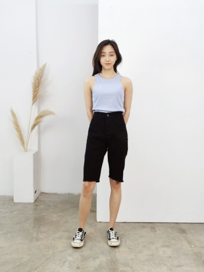 Denim Ripped Short Pants 16491