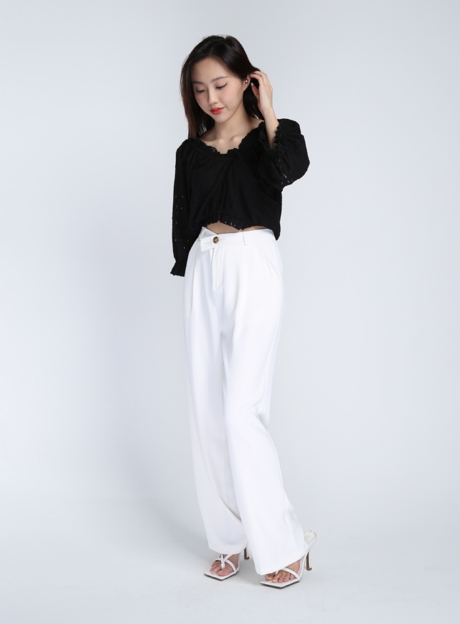 V Neck Ruffles Lace Crop Top 16472