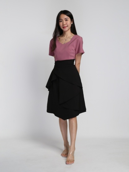 Two Tone Ruffles Layered Dress 16871