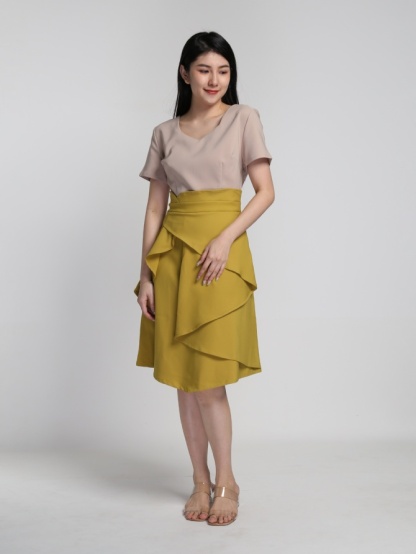 Two Tone Ruffles Layered Dress 16871