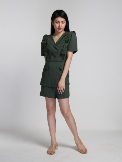 Wrap Collar Jumpsuit With Belt 16872