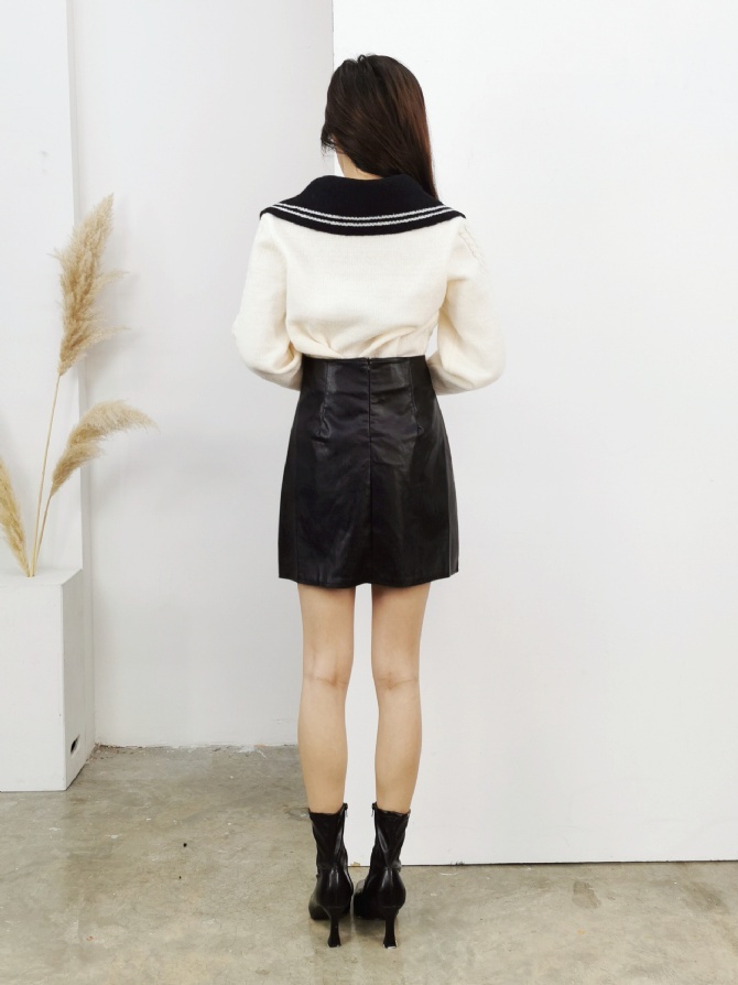 High Waist Leather Skirt pants 25149