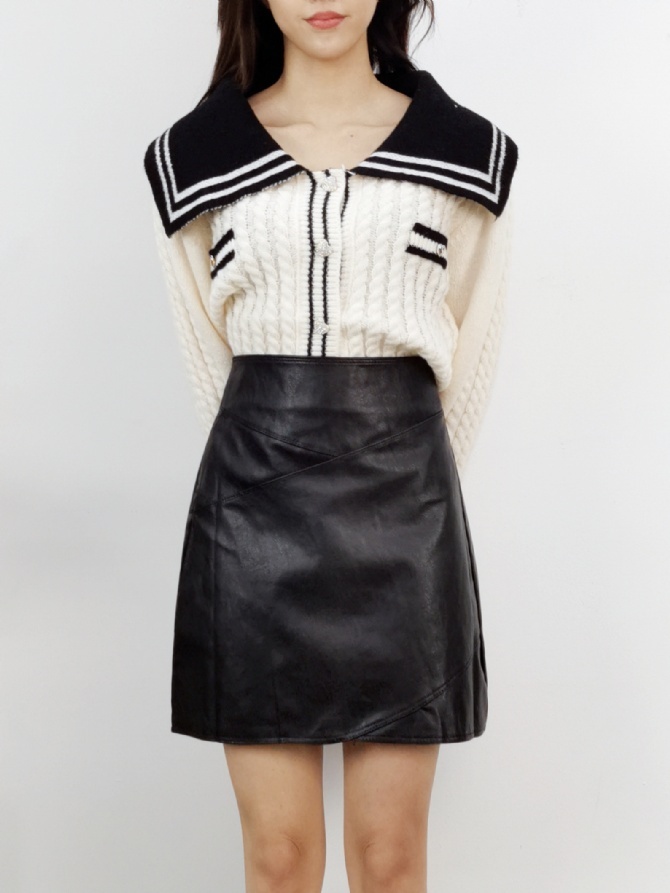 High Waist Leather Skirt pants 25149