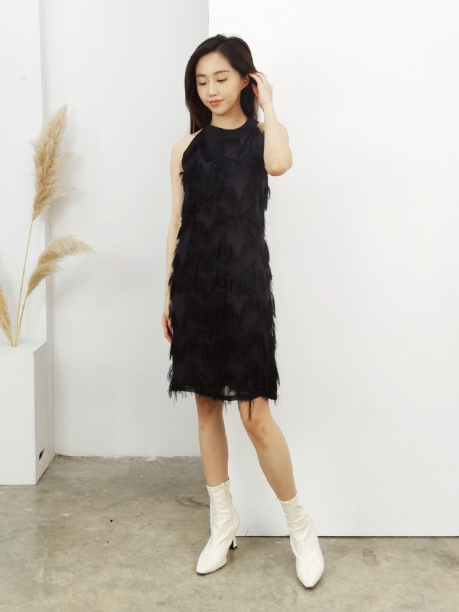 Sleeveless Fur Dress 25052