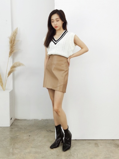 High Waist Leather Skirt pants 25149