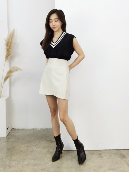 High Waist Leather Skirt pants 25149